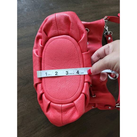 Vintage Y2K Lancaster Paris Red Bucket Drawstring Leather Crossbody bag - Picture 13 of 13